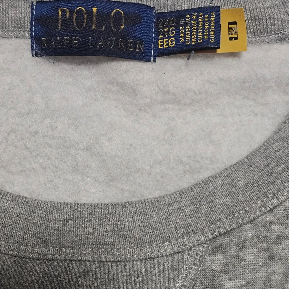 Polo Ralph Lauren Unisex Grey Crest Logo Crewneck Sweatshirt 2XB NWOT